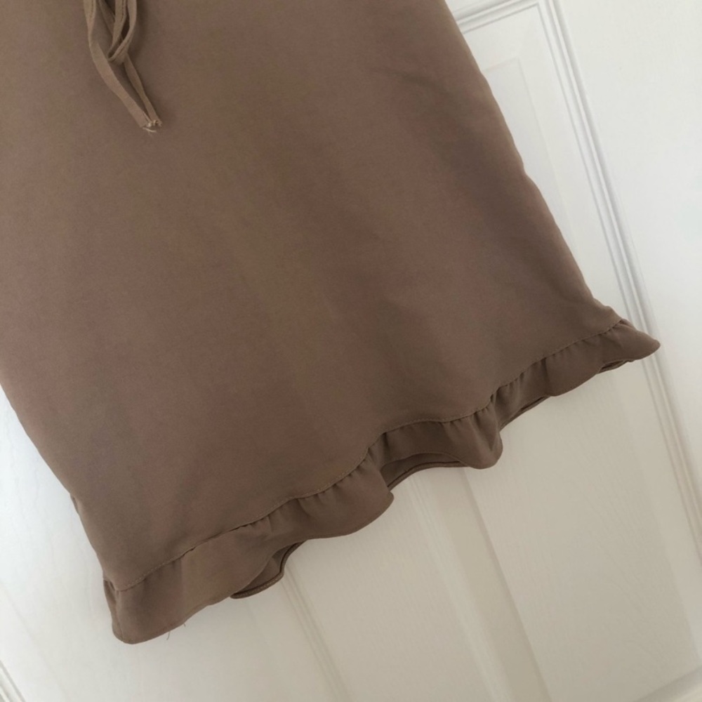 Taupe Ruffle Hem Drawstring Skirt - Picture 5 of 9